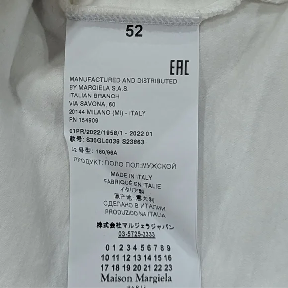 $850 Mens MM6 Maison Margiela Bird Embroidered LS Henley Shirt White 52 US 42